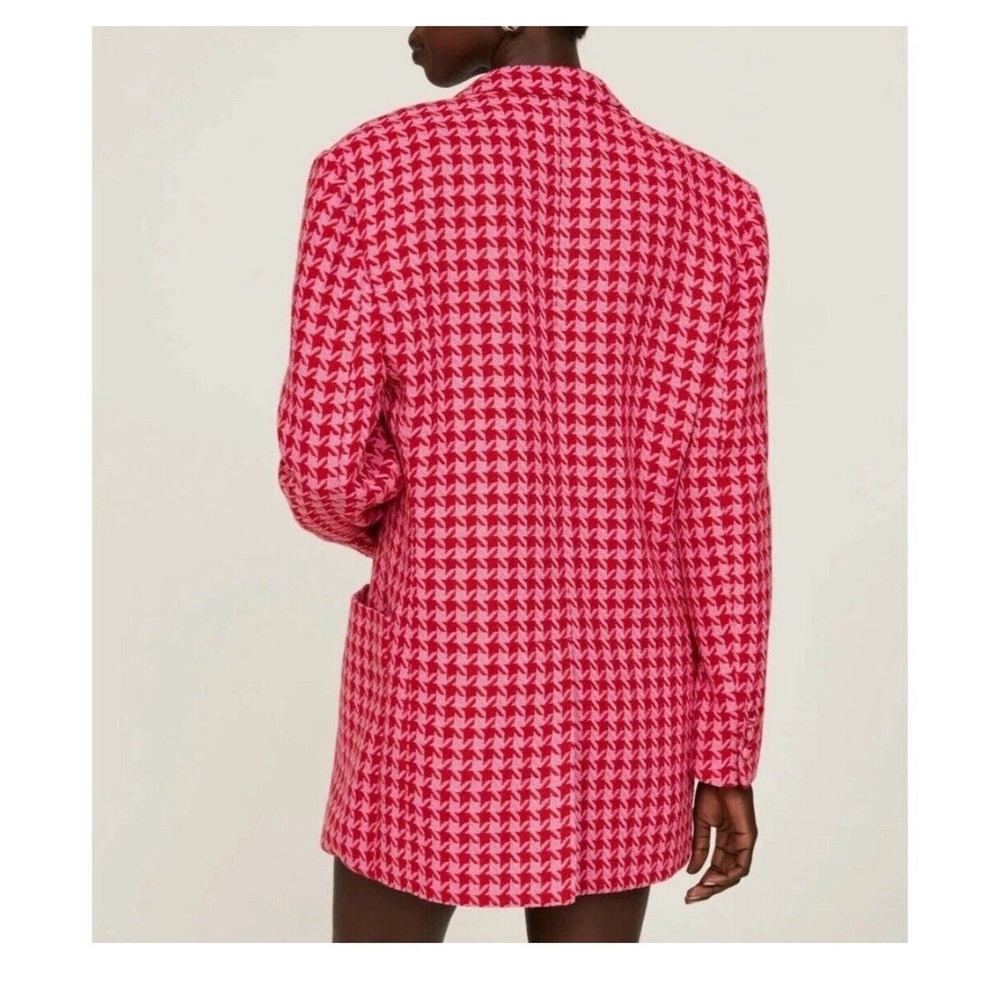 AFRM Sassy XL Pink Red Herringbone Lined Oversized Fit Blazer Barbie core READ - Picture 3 of 16